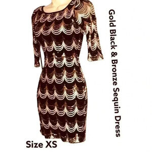 Gold Black & Brinze Sequin Dress- BEAUTIFUL❤️